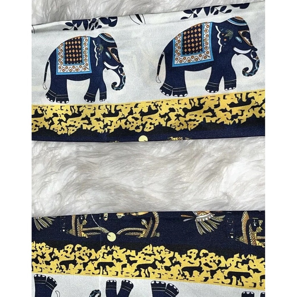 Silky Satin Scarf for Women Elephants Print‎ Neck Head Wrap - Picture 2 of 6